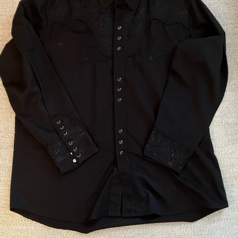 Scully Black Embroidered Western Shirt